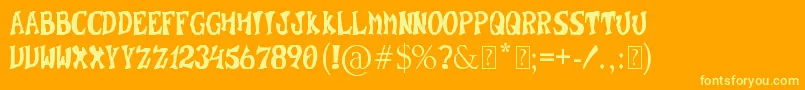 Więcej informacji o czcionce SuperWumpa Czcionka SuperWumpa – żółte czcionki na pomarańczowym tle