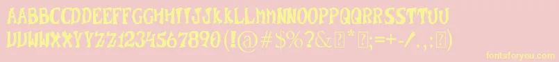 SuperWumpa-Schriftart – Gelbe Schriften auf rosa Hintergrund