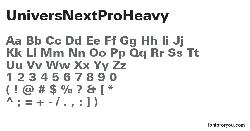 Шрифт UniversNextProHeavy – алфавит, цифры, специальные символы