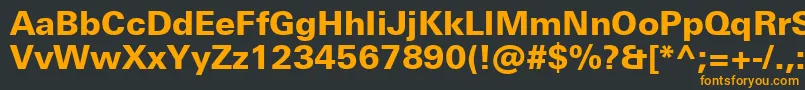 UniversNextProHeavy-Schriftart – Orangefarbene Schriften auf schwarzem Hintergrund