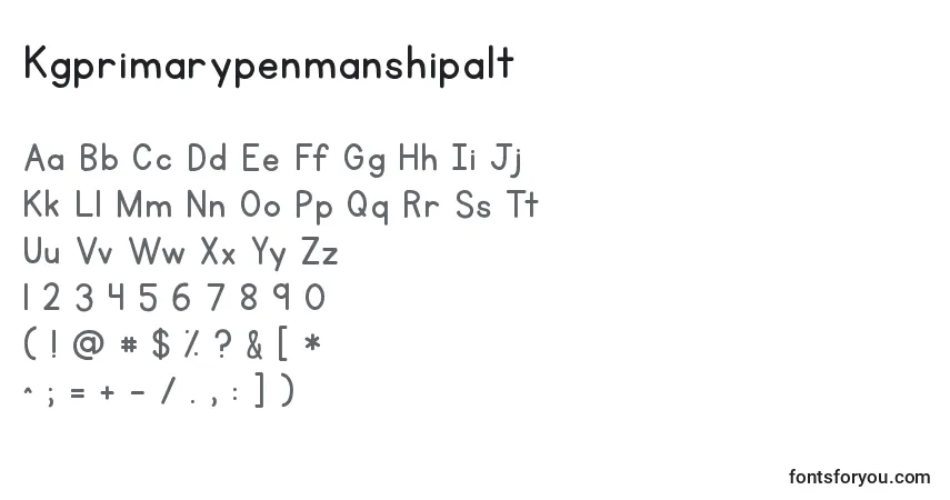 Czcionka Kgprimarypenmanshipalt – alfabet, cyfry, specjalne znaki