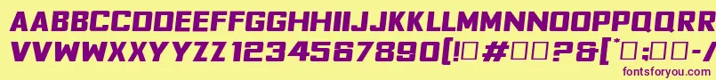 FyodorBoldexpandedoblique Font – Purple Fonts on Yellow Background