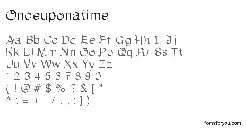 Schriftart Onceuponatime – Alphabet, Zahlen, spezielle Symbole