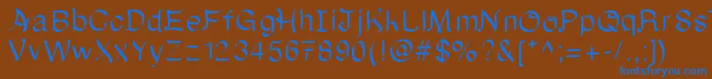 フォントOnceuponatime – 茶色の背景に青い文字