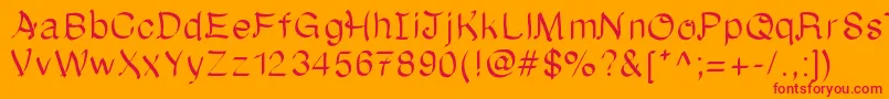 Onceuponatime Font – Red Fonts on Orange Background