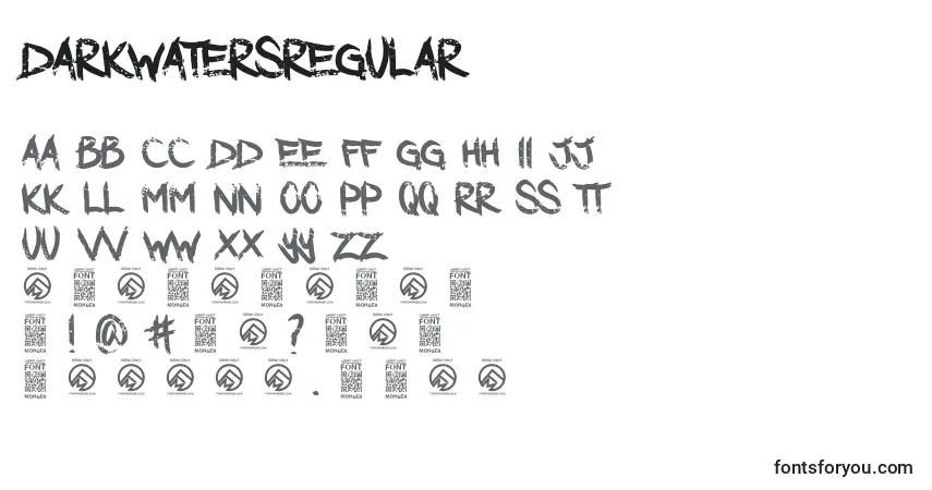 A fonte DarkwatersRegular (97633) – alfabeto, números, caracteres especiais
