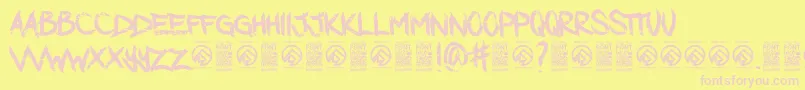Więcej informacji o czcionce DarkwatersRegular Czcionka DarkwatersRegular – różowe czcionki na żółtym tle