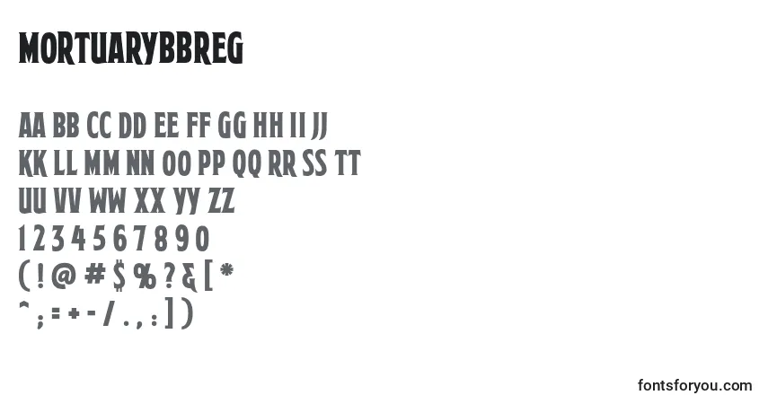 Schriftart MortuarybbReg – Alphabet, Zahlen, spezielle Symbole
