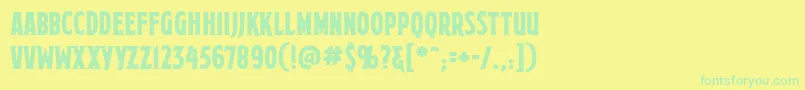 フォントMortuarybbReg – 黄色い背景に緑の文字
