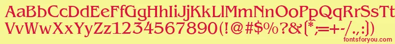B693RomanRegular-fontti – punaiset fontit keltaisella taustalla