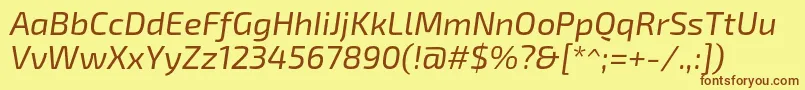 フォントExo2.0Italic – 茶色の文字が黄色の背景にあります。