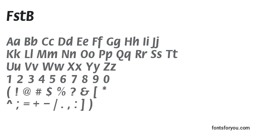 Czcionka FstB – alfabet, cyfry, specjalne znaki