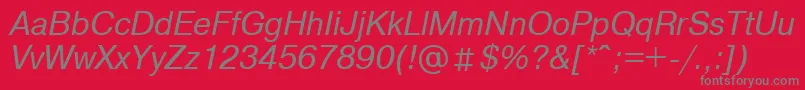 Fonte ArtsanscItalic – fontes cinzas em um fundo vermelho