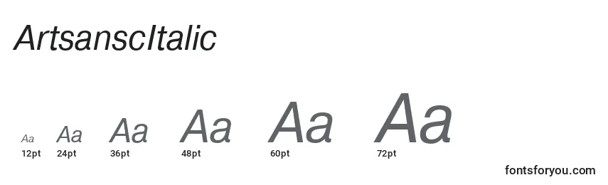Размеры шрифта ArtsanscItalic