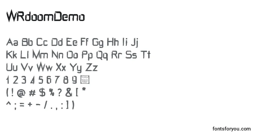 A fonte WRdoomDemo – alfabeto, números, caracteres especiais