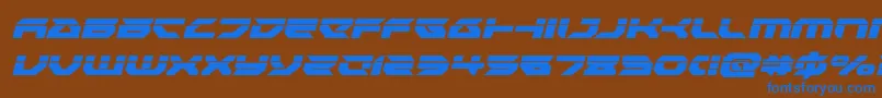 Royalsamurailaserital-Schriftart – Blaue Schriften auf braunem Hintergrund