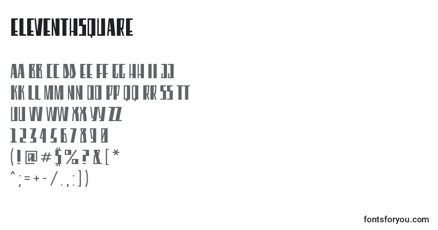 Schriftart EleventhSquare (97642) – Alphabet, Zahlen, spezielle Symbole