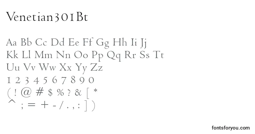 Czcionka Venetian301Bt – alfabet, cyfry, specjalne znaki