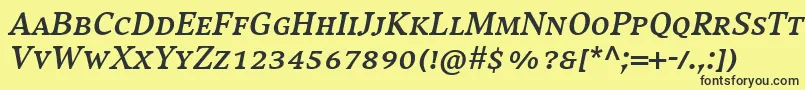 Шрифт CompatilExquisitLtComBoldItalicSmallCaps – чёрные шрифты на жёлтом фоне