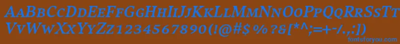 CompatilExquisitLtComBoldItalicSmallCaps Font – Blue Fonts on Brown Background