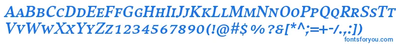 CompatilExquisitLtComBoldItalicSmallCaps-Schriftart – Blaue Schriften auf weißem Hintergrund