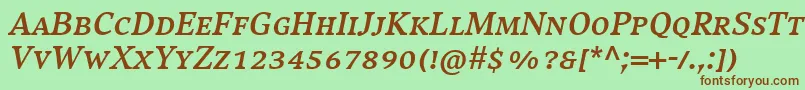 CompatilExquisitLtComBoldItalicSmallCaps-fontti – ruskeat fontit vihreällä taustalla