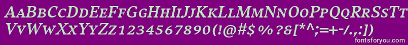 CompatilExquisitLtComBoldItalicSmallCaps Font – Green Fonts on Purple Background