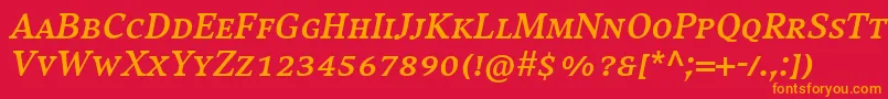CompatilExquisitLtComBoldItalicSmallCaps Font – Orange Fonts on Red Background