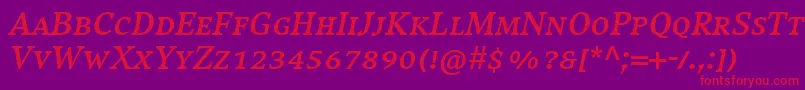 CompatilExquisitLtComBoldItalicSmallCaps Font – Red Fonts on Purple Background