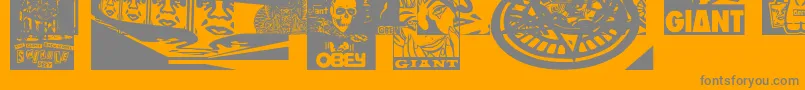 ObeyfavesCaps Font – Gray Fonts on Orange Background