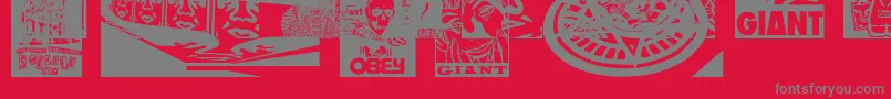 ObeyfavesCaps Font – Gray Fonts on Red Background