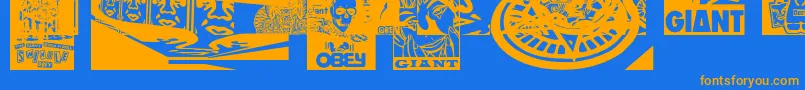 Police ObeyfavesCaps – polices orange sur fond bleu