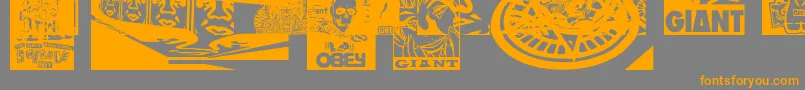 ObeyfavesCaps Font – Orange Fonts on Gray Background