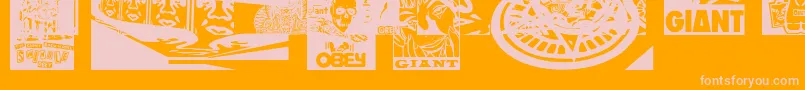 ObeyfavesCaps Font – Pink Fonts on Orange Background