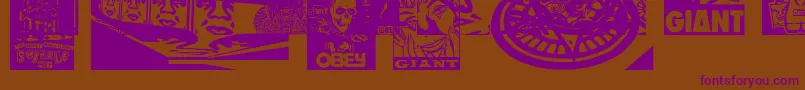 ObeyfavesCaps-Schriftart – Violette Schriften auf braunem Hintergrund