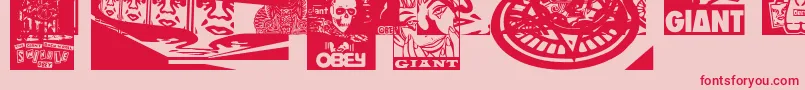 ObeyfavesCaps Font – Red Fonts on Pink Background