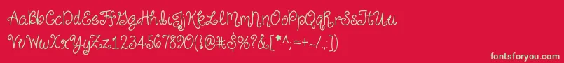 フォントJustForGiggles – 赤い背景に緑の文字