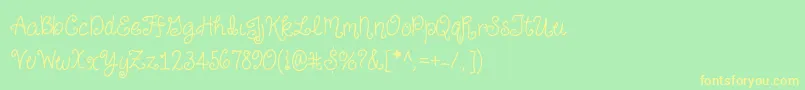 JustForGiggles Font – Yellow Fonts on Green Background