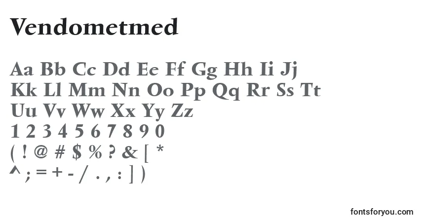 A fonte Vendometmed – alfabeto, números, caracteres especiais