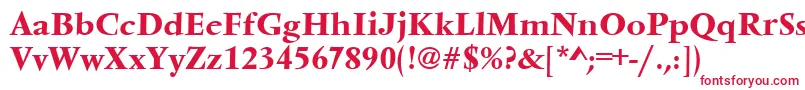 フォントVendometmed – 白い背景に赤い文字