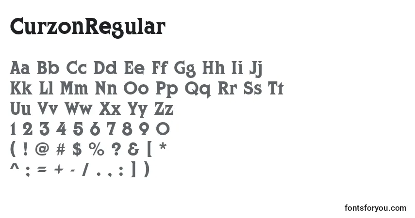 Schriftart CurzonRegular – Alphabet, Zahlen, spezielle Symbole