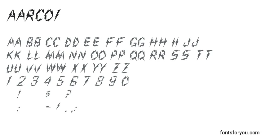 Schriftart Aarco1 – Alphabet, Zahlen, spezielle Symbole