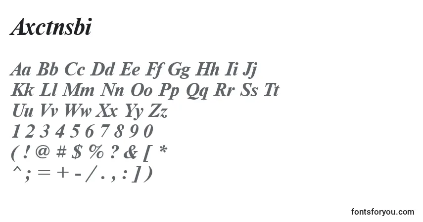 A fonte Axctnsbi – alfabeto, números, caracteres especiais