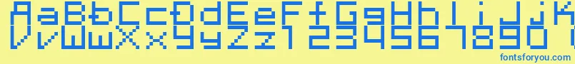 Megaten20xx Font – Blue Fonts on Yellow Background