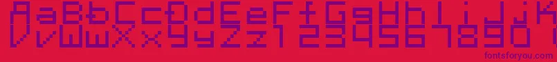 Megaten20xx-fontti – violetit fontit punaisella taustalla