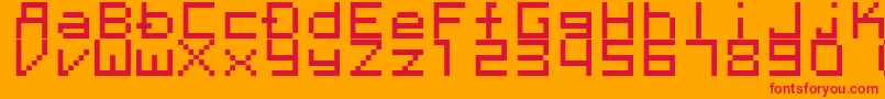 Megaten20xx-Schriftart – Rote Schriften auf orangefarbenem Hintergrund