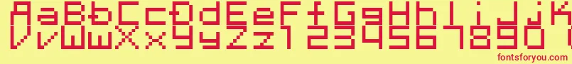 Megaten20xx Font – Red Fonts on Yellow Background