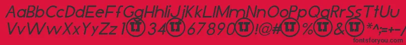 LjDesignStudiosIsItalic-Schriftart – Schwarze Schriften auf rotem Hintergrund