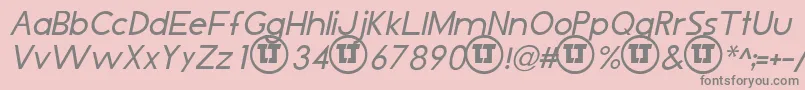 フォントLjDesignStudiosIsItalic – ピンクの背景に灰色の文字