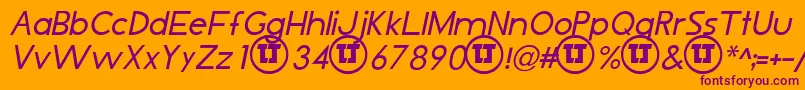 LjDesignStudiosIsItalic Font – Purple Fonts on Orange Background